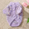 Dog Apparel Puppy Ladies Flower Yarn Sweaters Pet Open Button Teddy Warm Knitted Cute Clothes