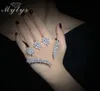 Mytys Plant Design Crystal Flower Leaf Palm Bracelet Silver Color Hand Palm Jewelry New Trendy Handlets For Women R1116 F12012821450