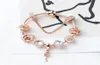 Bracciale Magic Beads con fili in oro rosa Ciondolo in argento 925 con chiave dell'amore come regalo di gioielli fai da te6234636