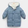 Çocuklar ceket bebek erkek ceketler moda sıcak kızlar kapüşonlu 3-10 yaşında genç çocuklar kalın uzun dış giyim çocuklar kış kıyafetleri 231226