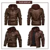 Hood Crew Masculino Casual Gola PU Couro Falso Zip-Up Jaqueta Bomber Motocicleta 231226