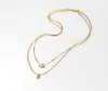 Dainty Gold Necklace Women Girls Opal Halsband Dubbelskikt Kedja Simple ClaVicle ChainNecklace CLAVICLE CHAMEDELTY2561390