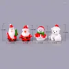 Figurines décoratives Anmail Miniatures Bonhomme de neige de Noël Père Noël Ornements Décoration Maison 2023 Année Cadeau de Noël Ours Boule de cristal DIY
