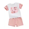 Kläder sätter Big Little Brother Sister Matchande outfit Kort ärm Letter Wave Print Shorts Sibling Summer