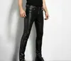 PU Leather Pants Men Fashion Style Rock Club Dance Faux Slim Fit Slikny Proytscycle Prouters 231225