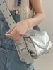Cross Body Silver Handbag Women's 2023 Leather Design Pillow Handbag Women's Large Capacity Messenger BagblieBerryeyes