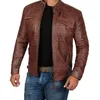 Мужские куртки 2023, осенние мужские кожаные пальто, винтажные классические однотонные мужские куртки из искусственной кожи, трендовая повседневная тонкая мотоциклетная одежда