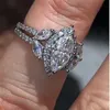 Whole Size 6-10 Fashion Bang ring Marquise Cut Diamond Real S925 Sterling Silver Wedding Engegement rings Anniversary Band Jew303s