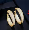 Boucles d'oreilles créoles plaquées or jaune 18 carats de haute qualité, entièrement scintillantes, cadeau de mariage pour femmes, 9277948