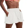 Pantaloncini da donna Donna Elastico in vita Casual Estate Comodo Beach Ruffle 2 tasche Gamba larga Mini corto femminile De Mujer