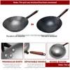 Panelas Tradicionais Ferro Wok Não Revestimento Woks Mão Forjada para Cozinha Panwooden Handle Panela de Gás Panelas 230224 Drop Delivery Dh9yj