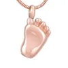 IJD8041 Baby Foot Shape rostfritt stål Kremation Keepsaken hänge för Hold Ashes Urn Halsband Human Memorial Jewelry209U