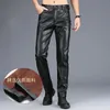 Idopy Winter Warm Men's Autumn Real Leather Joggers Biker Curing Motorcycle Pants Lamb Skin Trousers For Male 231226