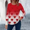 Camicette da donna a maniche lunghe girocollo Top di San Valentino per donna T Shirt V Western Wear