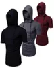 Zomer Men039s T-shirt Persoonlijkheid Stretch Ninja Pak Capuchon Casual Korte Mouwen Mannen T-shirt Masker Pak G2202174217473