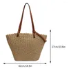 Kvällspåsar 2023 Summer Hand Woven Straw Underarm Bag Rattan Weaving Beach Tote Women Fashion Stick Axla Stora handväskor