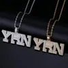 Hangende kettingen aitiei iced out bling yrn letters ketting met touwketen mannen goud zilveren kleur hiphop mode sieraden3234