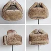 Bomber Chapéus Inverno Homens Quente Russo Ushanka Chapéu com Aba de Orelha Pu Couro Fur Trapper Cap Earflap para Mulheres 231225