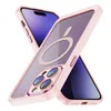 Acryl magnetische lens camerabeschermer hoesjes voor iPhone 15 14 Plus 13 12 Pro Max Samsung S24 S23 Plus Ultra galvaniserende knop Bumper Armor schokbestendige hoes