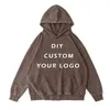 100% Katoen Vintage Gewassen Hoodies Pas uw eigen ontwerp aan Merk / foto / tekst Customzation DIY M-3XL Drop 231226