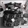 Set di biancheria da letto Set nero di lusso Queen King Single Fl Size Biancheria da letto in poliestere Piumino Er Plaid moderno per uccelli con federa Consegna drop Dhlly