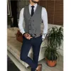 Visgraat V-hals Double Breasted Business Casual Herenpakken voor Bruiloft Pak Jassen Vest Man Jurk Mannelijke Kleding