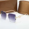 Sommermode Damen-Sonnenbrille, quadratisch, rahmenlos, mit Kunstperlen verziert, goldene Metallbügel, Premium-Textur, einfach und Ele337j