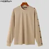 Men's T Shirts 2023 Men Shirt Solid Color O-neck Long Sleeve Korean Style Clothing Streetwear Loose Fashion Casual Tee Tops S-5XL INCERUN