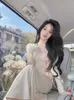 Hiver tricot robe Midi femmes robe mode coréenne bureau dame décontracté à manches longues élégant robe tricotée mince 231226