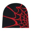 Berets malha beanie chapéus para mulheres e homens outono inverno acrílico aranha web design cores contrastantes tampa de cobertura em