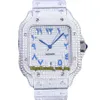 2022 TWF WW0013 Diamantes pavimentados ETA A2824 Reloj automático para hombre Completamente helado Diamante Azul Árabe Dial 316L Bracele293F de acero inoxidable