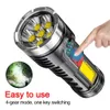 New Portable Lanterns Powerful 6LED Flashlight USB Rechargeable Flashlights Super Bright Waterproof Torch Self-defense Emergency Light