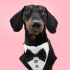 Dog Apparel Formal Handmade Handsome Wedding Tuxedo With Bow Tie Over The Adjustable Collar Pet Bandana Accessories Bibs Scarf