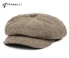 Fibonacci 2017 New Wool Blend Newsboy Cap High Quality Beret Retro Striped Octagonal Hat for Men Women Hats S10202173934