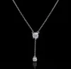 Romantic Long Lab Diamond Pendant Real 925 Sterling Silver Party Wedding Pendants Chain Necklace For Women Bridal Charm Jewelry9600436