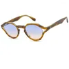 Solglasögon Retro Style UV400 Blue Light Brown Polygonal Frames för män och kvinnor