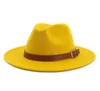 Cappelli Fedora Jazz in feltro di lana a tesa piatta tinta unita fatti a mano alla moda per donna Uomo Casual Panama Trilby Cappello da giocatore Fibbia per cintura Decor3295325