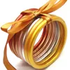 Bracciale rigido 7 pezzi mix oro bowknot glitter braccialetti di gelatina set braccialetto di preghiera della serenità di colore per donna ragazza