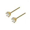 Stud Earrings YIWUSMART Gold Color Shiny Crystal Six Claw Classic Female Simple Niche Ear Accessories For Daily Jewelry