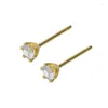 أقراط مسمار yiwusmart Gold Color Shiny Crystal Six Claw Classic Female Simple Eys Exclies for Daily Jewelry