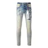 Jeans viola di marca High Street americana dipinti e usurati
