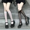 Женские носки, черные тонкие кружевные чулки в стиле Лолиты, до бедра, до колена, в готическом стиле, в стиле панк, ажурные сексуальные нейлоновые прозрачные леггинсы