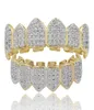 Hip Hop Iced Out CZ Boca Dentes Grillz Caps Top Bottom Grill Set Homens Mulheres Vampiro Grills1713470