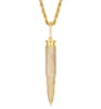 Mens Cool Hip Hop Necklace Gold Silver Colors CZ Bullet Pendant Necklace with 24inch Rope Chain Nice Gift6339944