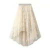 Skirts Xingqing Gradient Color Pleated Skirt Y2k Women High Waist Tiered Ruffle Irregular Hem Midi 2000s Fashion Clothes