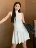 Work Dresses Girls Sweet Knitted Two Piece Set For Women Irregular Top High Waist Pleated Skirt Sets Elegant Fashion Sweater 2 Suits