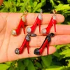 Charms 5st 3D Red High Heel Shoe For Women Armband Halsband som gör kubiskt Zirconia Pave Pelling smycken Tillbehör hela272U