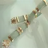 fine natural jade carved 18K gold bangle Chain bracelet281y