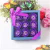 Dekorativa blommor kransar Valentine Day Gifts 9 PCS Soap Flower Rose Box Wedding Birthday Artificial Gift Valentines Decoration FY3 OT0ZL