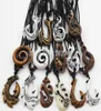 15pcslot Mixed Hawaiian Jewelry Imitation Bone Carved NZ Maori Fish Hook Pendant Necklace Choker Amulet Gift YN5423266628